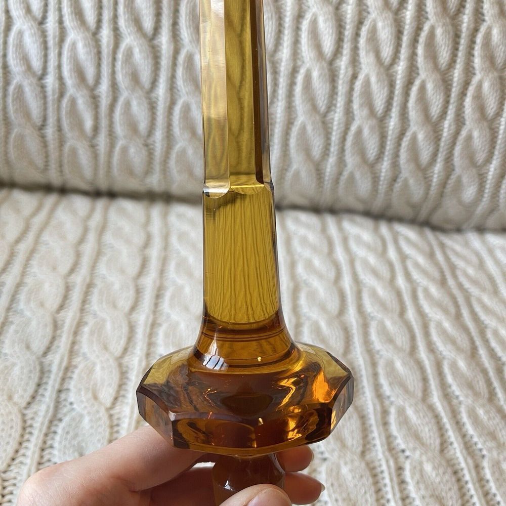 MOSER Decanter Stopper Replacement AMBER Vintage Glass Bohemian 11" - Picture 3 of 13